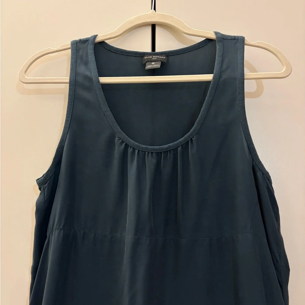 Club Monaco Women’s Sleeveless Blue Silk High-Low Dress Size 00 - Picture 2 of 6